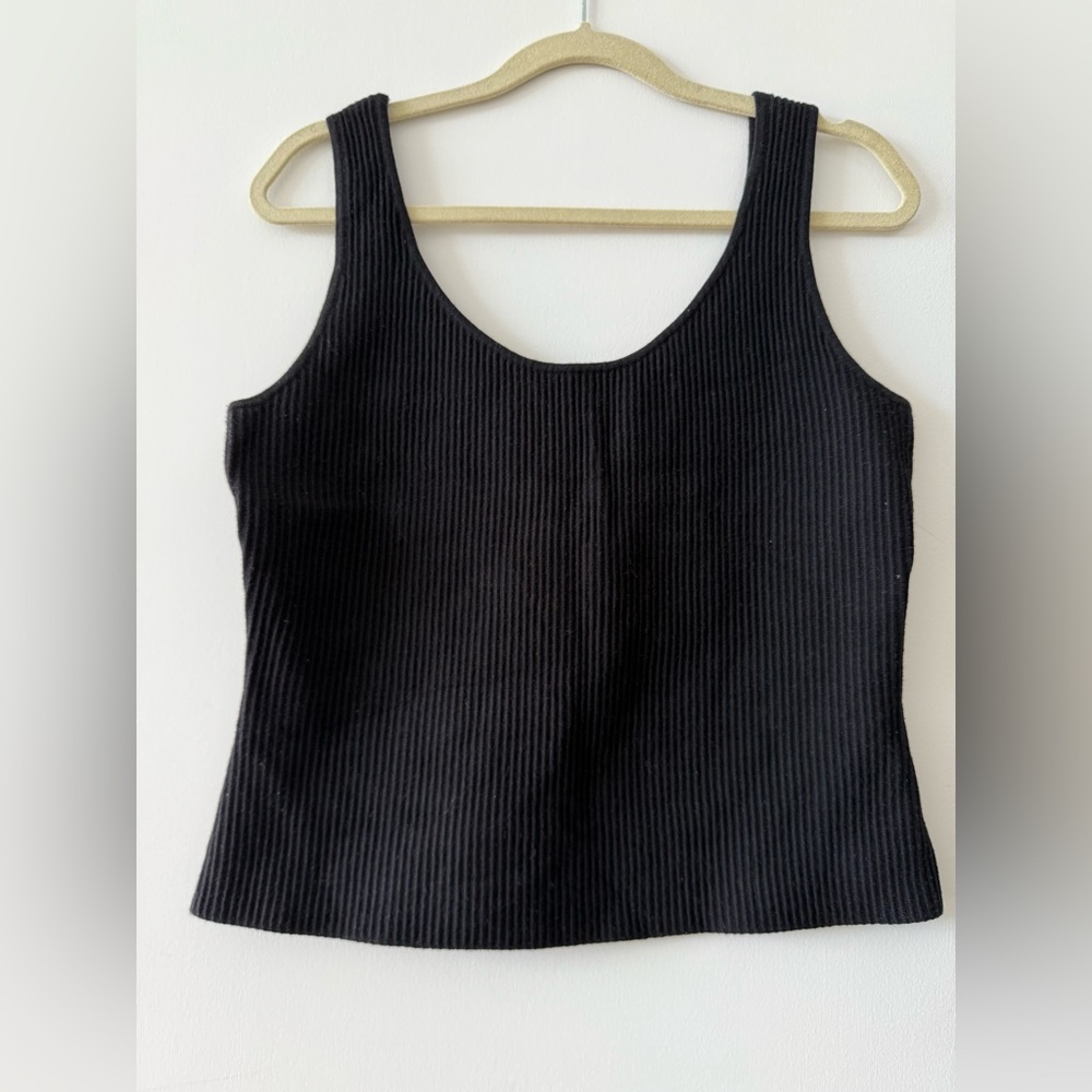 Aqua Black Ribbed Crop Tank Top